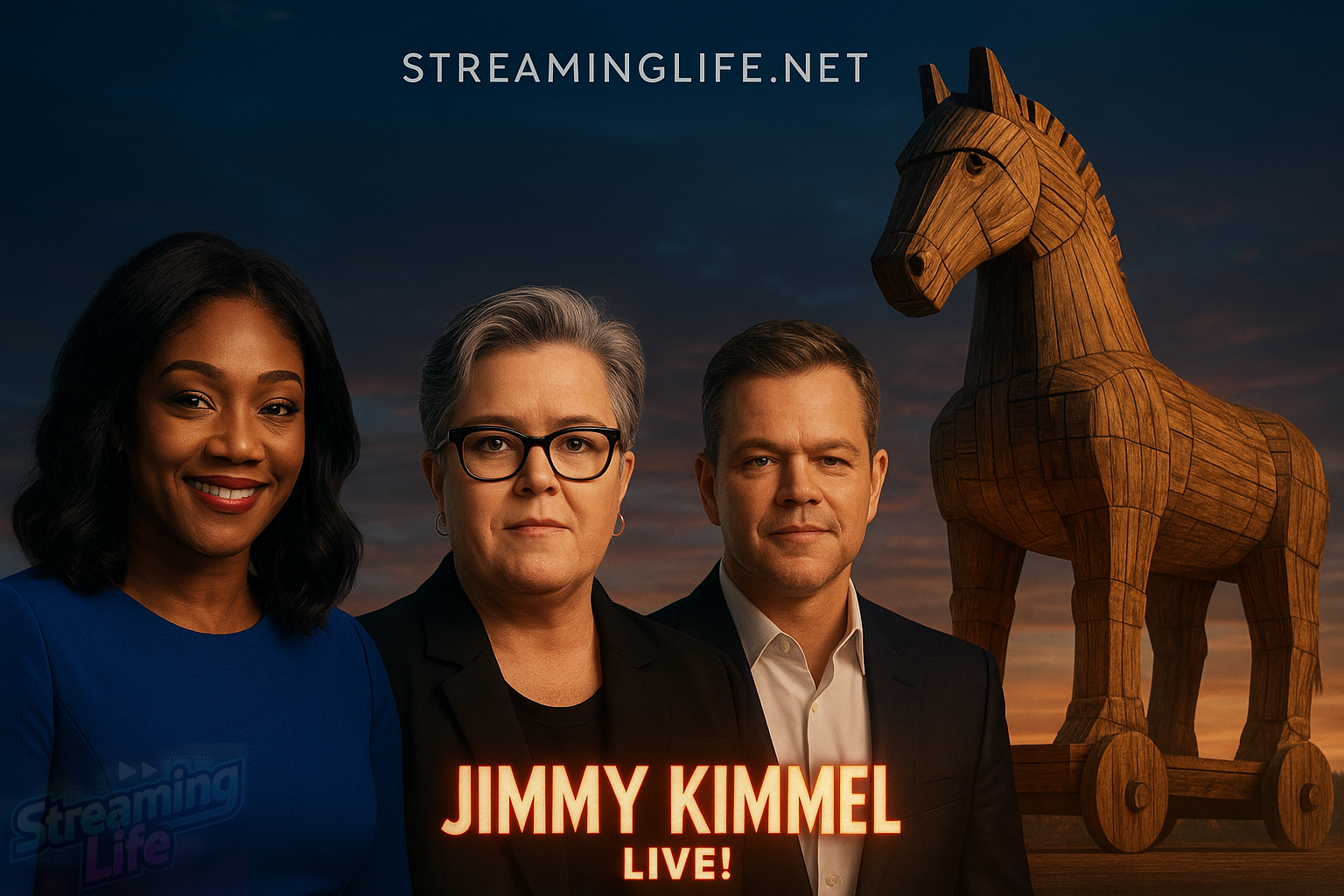 Jimmy Kimmel Live! Sets Summer Guest Hosts With Tiffany Haddish, Rosie O’Donnell and a Matt Damon Trojan Horse Stunt