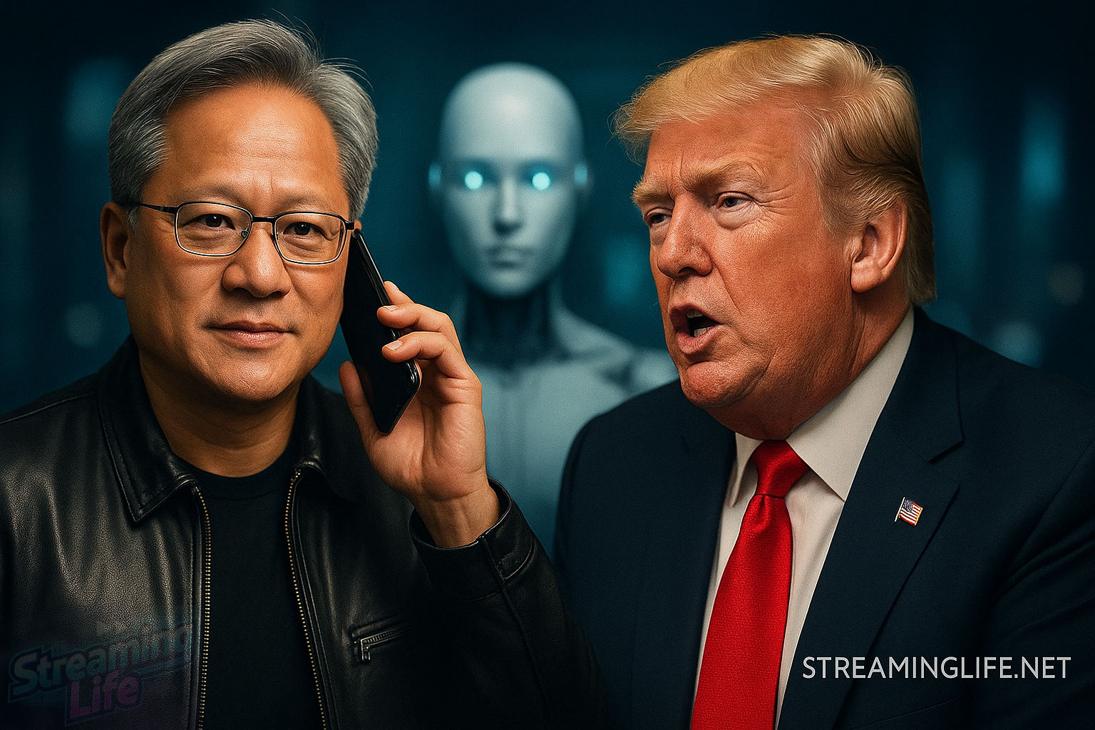 Jensen Huang Puts Trump on Speakerphone as Nvidia CEO Says AI Robot Takeover Fears Are Overblown