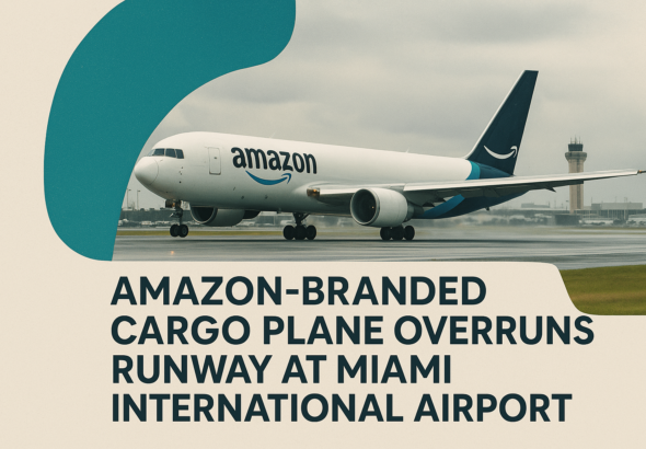 Amazon-Branded Cargo Plane Overruns Runway at Miami International Airport
